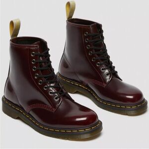 Dr. Martens Vegan 1460 Lace Up Combat Boots Cherry Red Classic Women’s Size 9